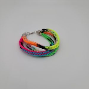 Blacklight and White Splatter Tri-Strand Bracelet