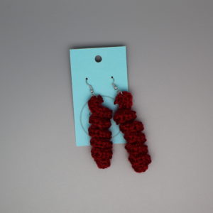 Magenta Corkscrew earring - long