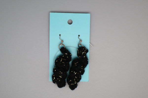 Black and Gold Corkscrew earring - short