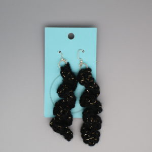 Black and Gold Corkscrew earring - long