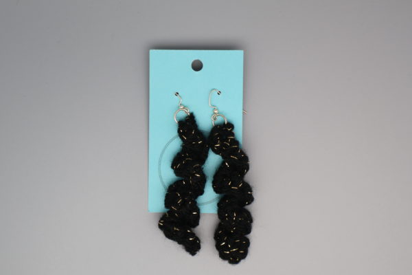 Black and Gold Corkscrew earring - long
