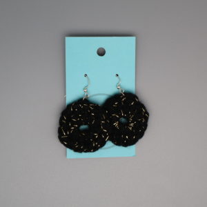 Black and gold Circle Earrings