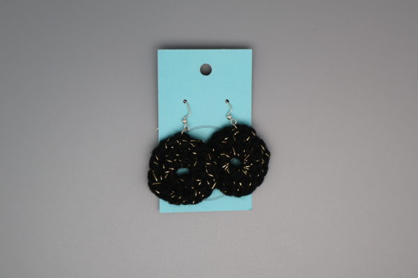 Black and gold Circle Earrings